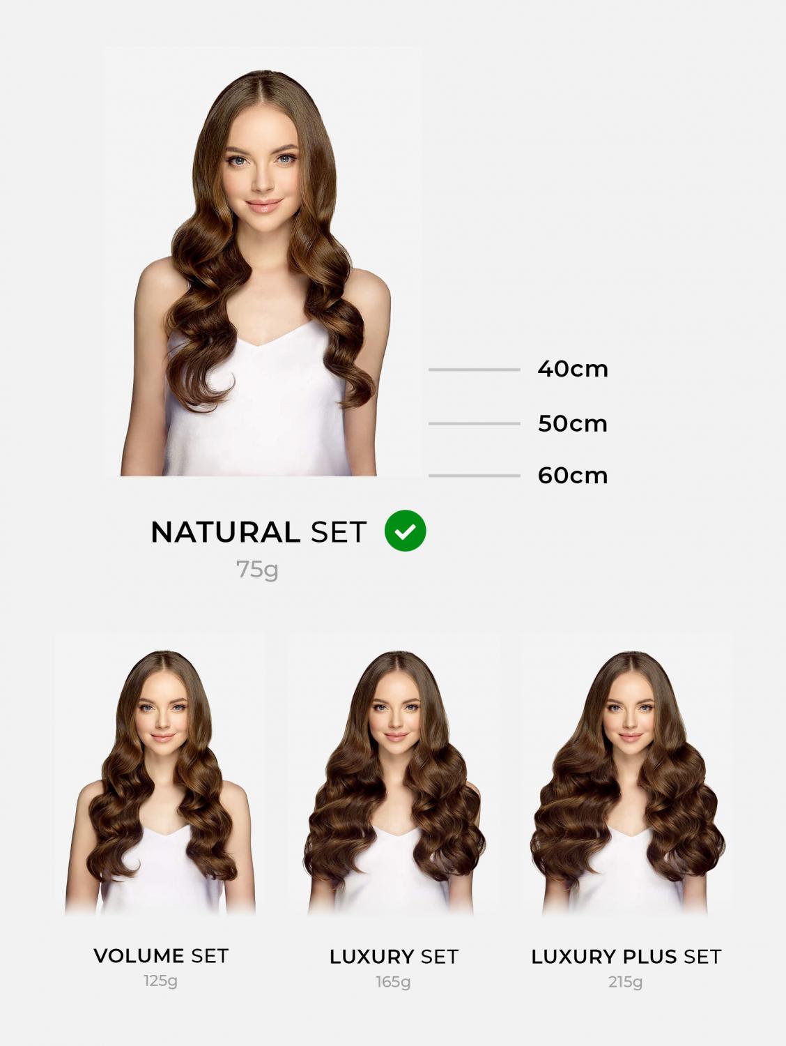 Clip-In Hair Extensions Set NATURAL Original Straight